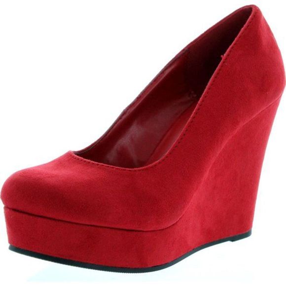 Soda Shoes - SODA Beer S Red Platform Wedges Heels Size 10